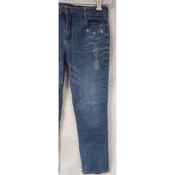 Monroe And Main 10 Embellished Distressed Studded Destroyed Straight Jean 30x29 - Picture 7 of 14